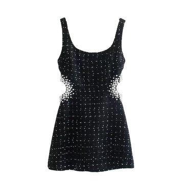 Slim Pearl Cut Out Mini Dress - SunsetFashionLA